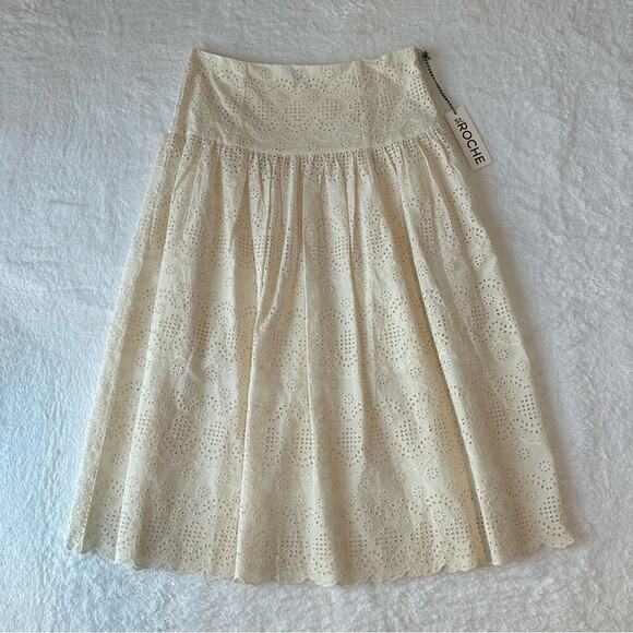 NWT | St. Roche | Winona Eyelet Midi Skirt | Off-White | Size 8 - Picture 12 of 12
